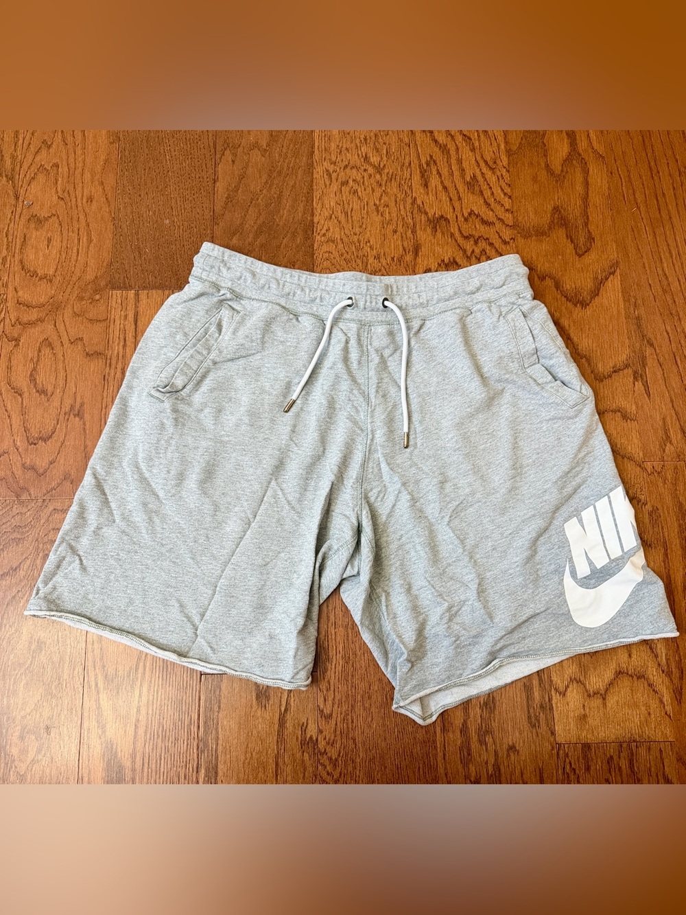 Nike | Men's Light Gray Athletic Sweatshorts with White Logo | Size XL